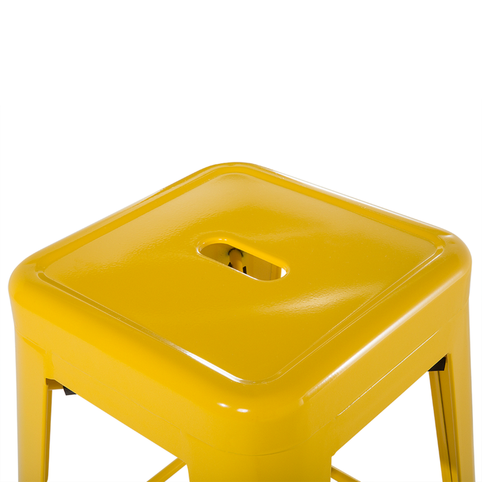Set di 2 sgabelli da bar in Acciaio giallo 60 cm impilabili altezza bancone industriale