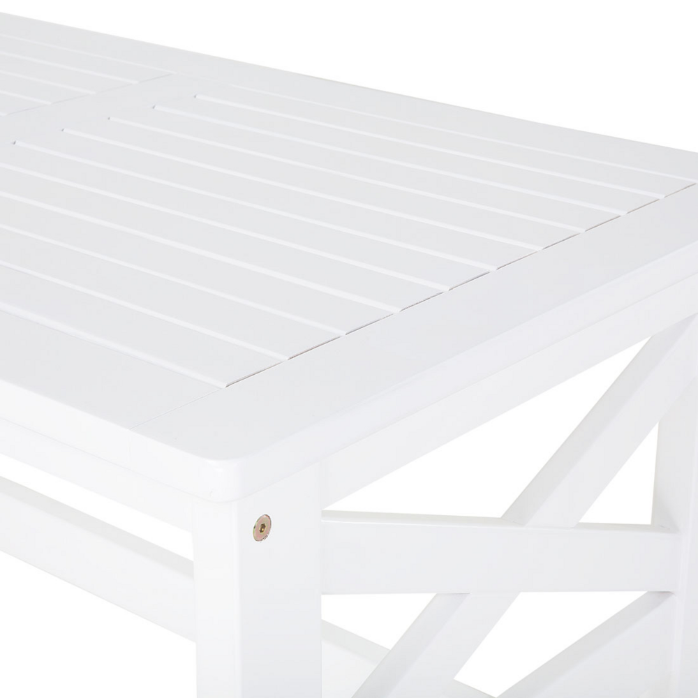 Tavolino da caffè da giardino in legno di acacia bianco rettangolare 100 x 55 cm resistente agli agenti atmosferici moderno scandinavo