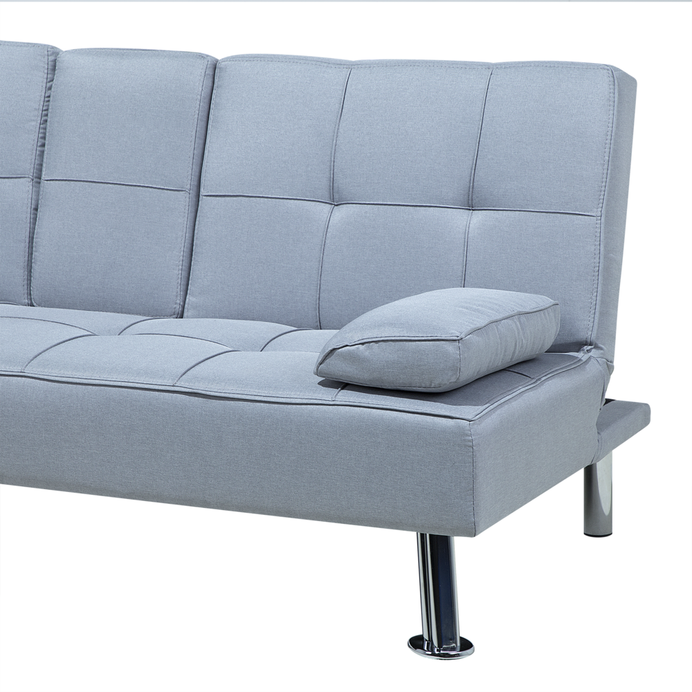 Divano letto a 3 posti moderno in tessuto di colore grigio chiaro salotto elegante stile moderno