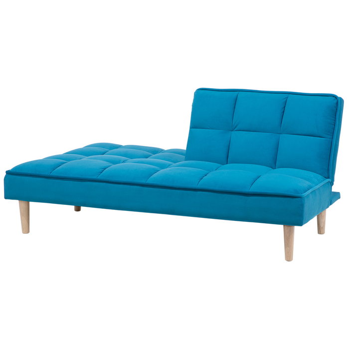 Divano Letto di colore Blu 3 Posti Schienale Reclinabile Trapuntato convertibile stile moderno