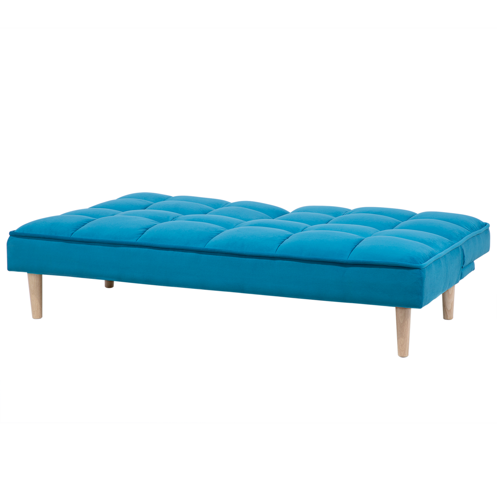 Divano Letto di colore Blu 3 Posti Schienale Reclinabile Trapuntato convertibile stile moderno