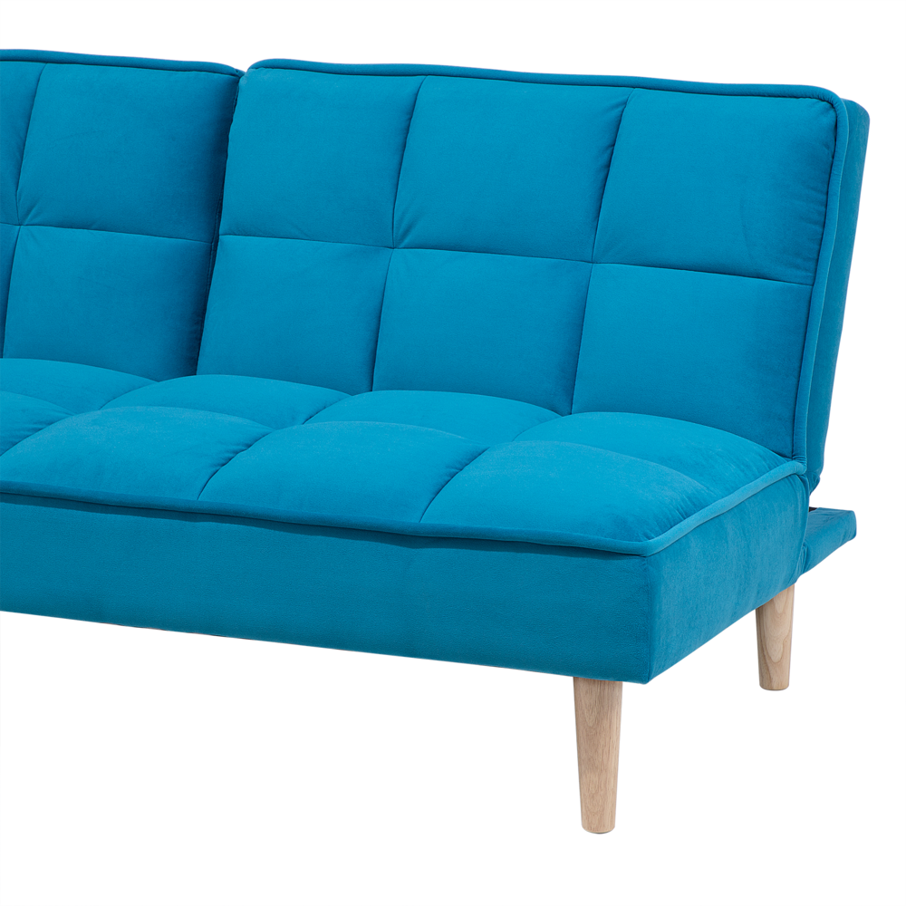 Divano Letto di colore Blu 3 Posti Schienale Reclinabile Trapuntato convertibile stile moderno
