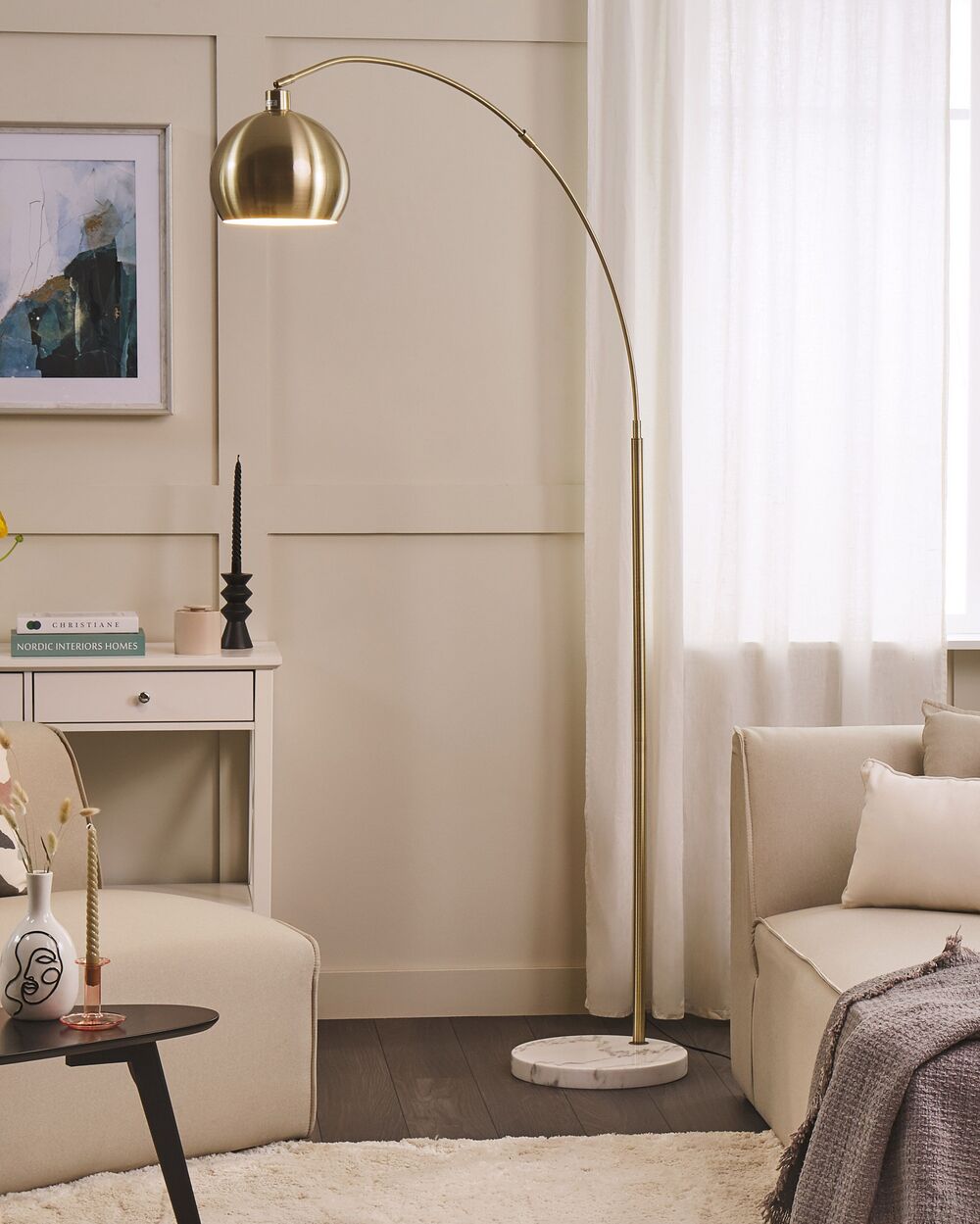 Lampada da Terra Ottone Colore Metallo 210 cm Paralume Orientabile Industriale