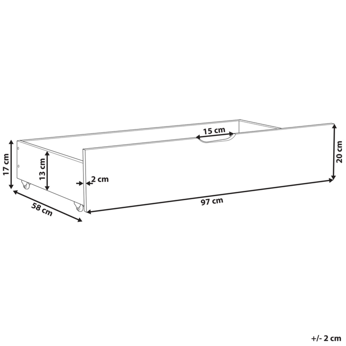 Set di 2 cassetti letto contenitore sottoletto in legno massello naturale con ruote