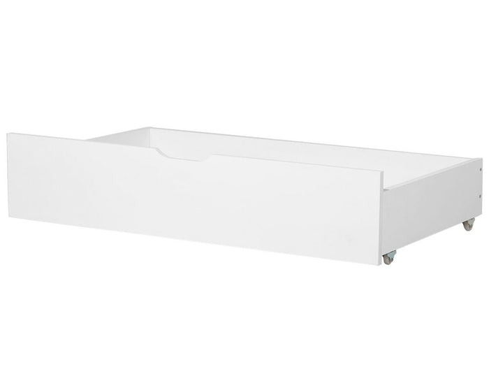 Set di 2 cassetti letto contenitore sottoletto in legno massello bianco con ruote