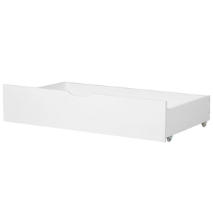 Set di 2 cassetti letto contenitore sottoletto in legno massello bianco con ruote