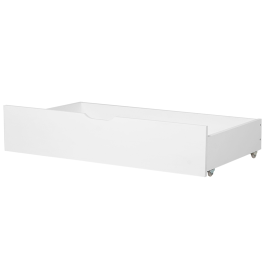 Set di 2 cassetti letto contenitore sottoletto in legno massello bianco con ruote