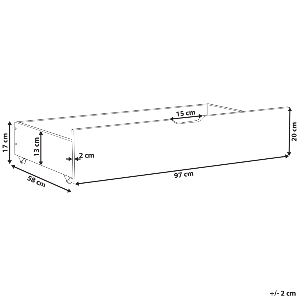 Set di 2 cassetti letto contenitore sottoletto in legno massello bianco con ruote