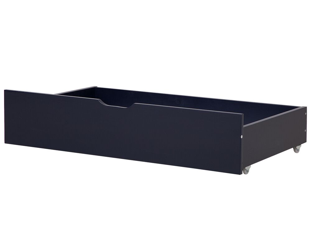 Set di 2 cassetti portaoggetti per letto Scatole sottoletto in legno massello blu navy con ruote