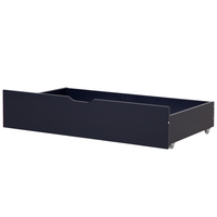 Set di 2 cassetti portaoggetti per letto Scatole sottoletto in legno massello blu navy con ruote