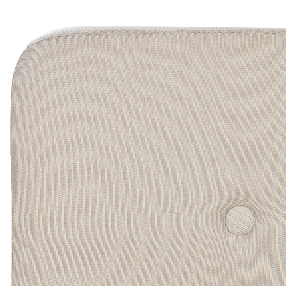 Letto a doghe Tessuto in poliestere beige Gambe in legno imbottite Pouf contenitore 140 x 200 cm matrimoniale Design moderno