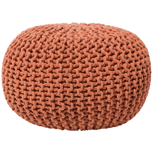 Pouf ottomana in cotone lavorato a maglia in rame perline EPS riempimento rotondo piccolo poggiapiedi 50 x 35 cm