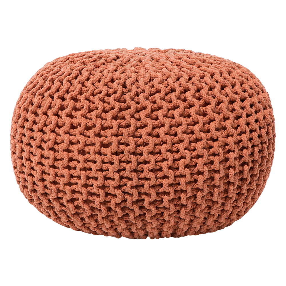 Pouf ottomana in cotone lavorato a maglia in rame con perline EPS riempimento rotondo piccolo poggiapiedi 40 x 25 cm