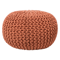 Pouf ottomana in cotone lavorato a maglia in rame con perline EPS riempimento rotondo piccolo poggiapiedi 40 x 25 cm