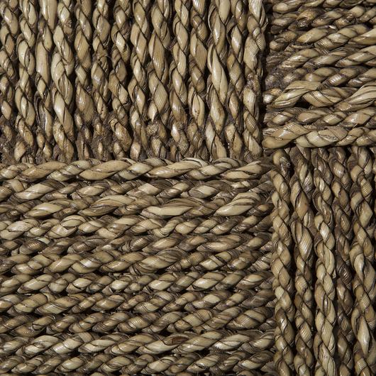 Tavolino in legno chiaro teak con poggiapiedi in alghe stile rustico grezzo