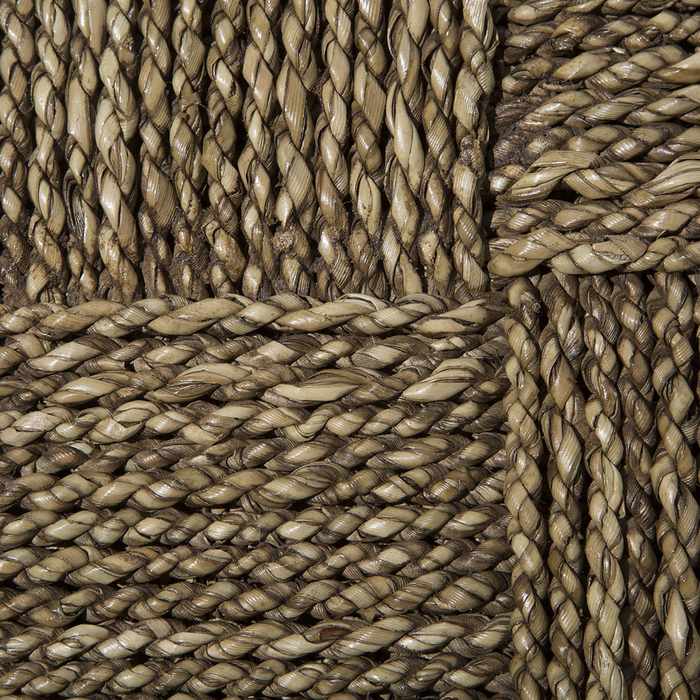 Tavolino in legno chiaro teak con poggiapiedi in alghe stile rustico grezzo