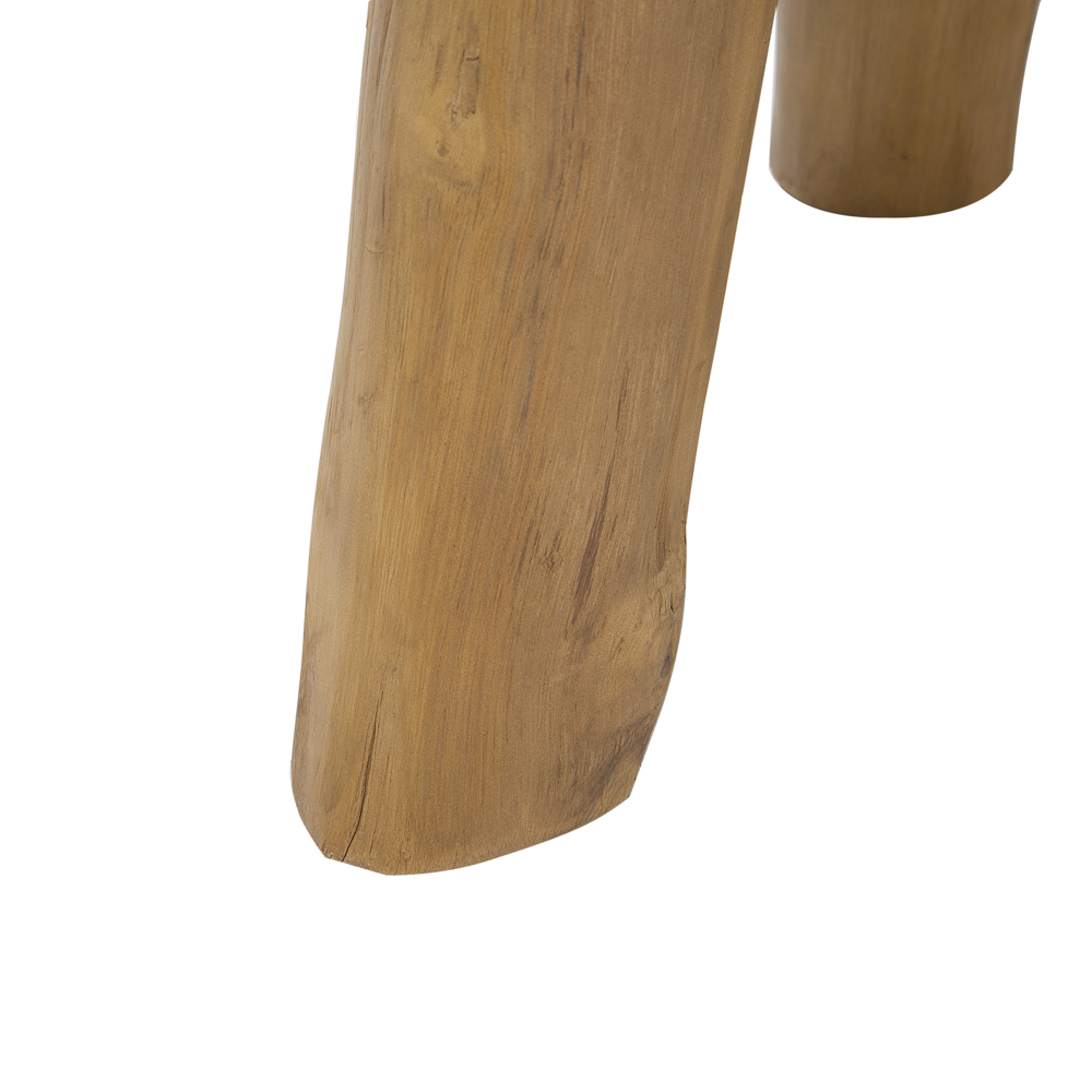 Tavolino in legno chiaro teak con poggiapiedi in alghe stile rustico grezzo