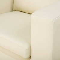 Poltrona Club Chair Beige Rivestimento in pelle crosta Gambe cromate Design retrò