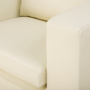 Poltrona Club Chair Beige Rivestimento in pelle crosta Gambe cromate Design retrò