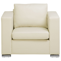 Set di divani Suite 3+2+1 Rivestimento in pelle crosta beige chiaro Gambe cromate Poltrona 3 posti Poltrona Bundle