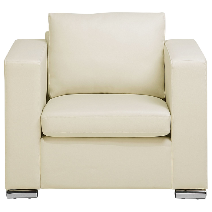 Set di divani Suite 3+2+1 Rivestimento in pelle crosta beige chiaro Gambe cromate Poltrona 3 posti Poltrona Bundle