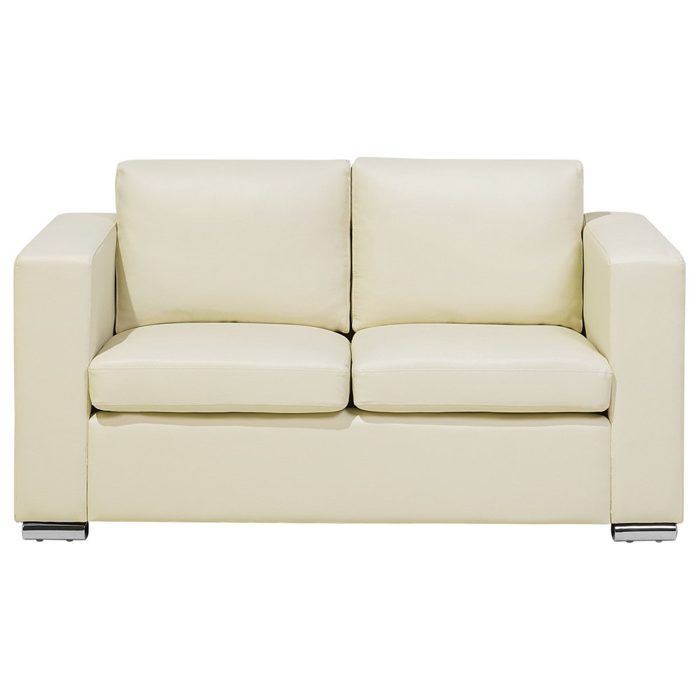 Set di divani Suite 3+2+1 Rivestimento in pelle crosta beige chiaro Gambe cromate Poltrona 3 posti Poltrona Bundle