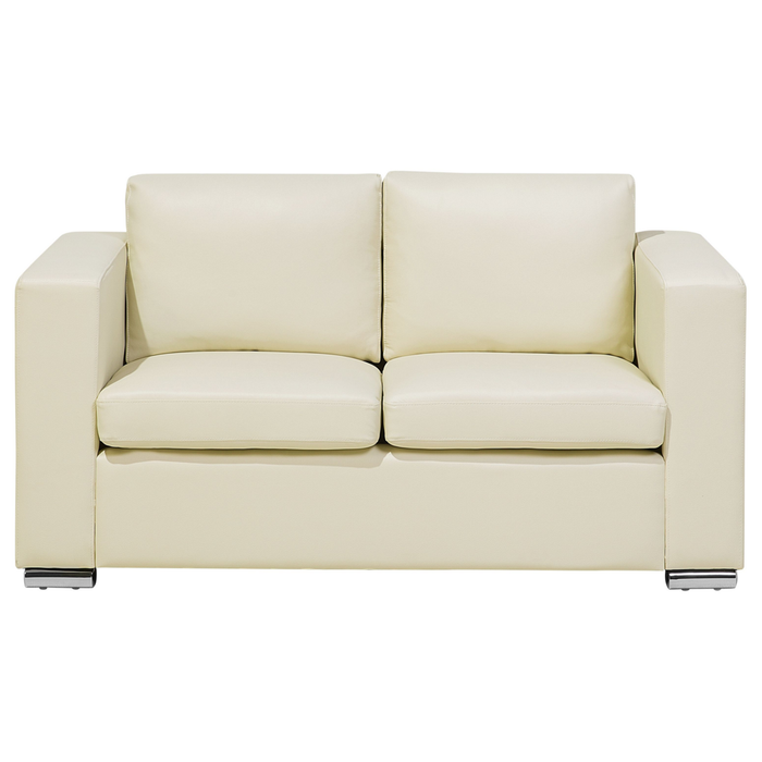 Set di divani Suite 3+2+1 Rivestimento in pelle crosta beige chiaro Gambe cromate Poltrona 3 posti Poltrona Bundle