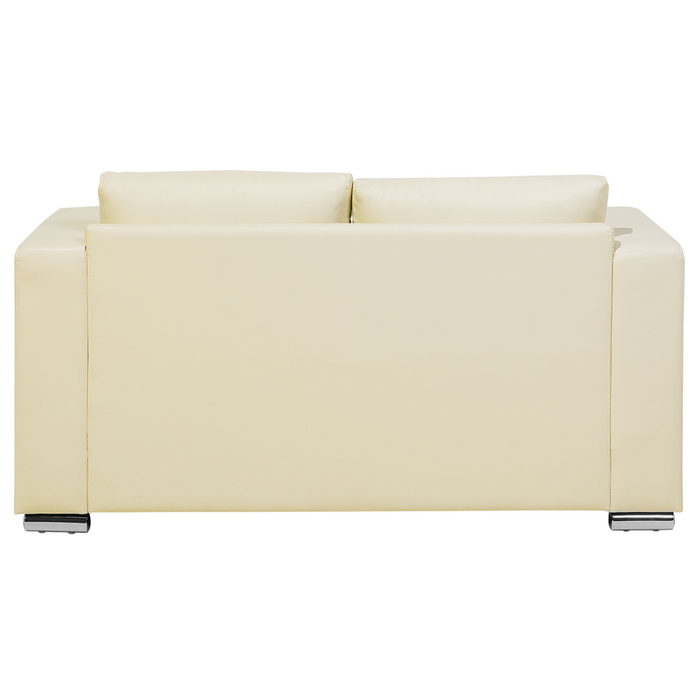 Set di divani Suite 3+2+1 Rivestimento in pelle crosta beige chiaro Gambe cromate Poltrona 3 posti Poltrona Bundle