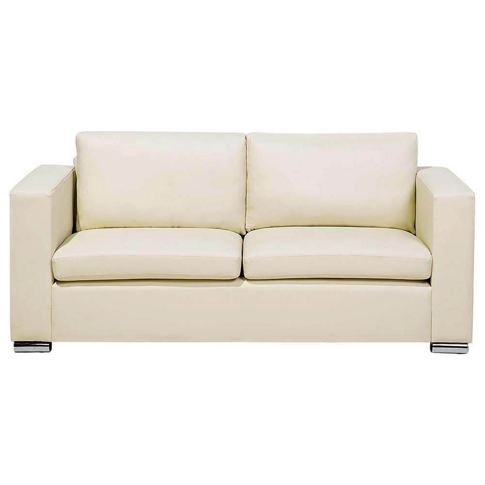 Set di divani Suite 3+2+1 Rivestimento in pelle crosta beige chiaro Gambe cromate Poltrona 3 posti Poltrona Bundle