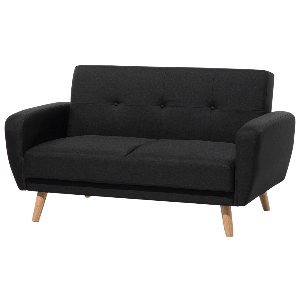 Set Soggiorno Tessuto Nero 3 + 2 + 1 Posti Poggiapiedi Funzione Sleeper Retro