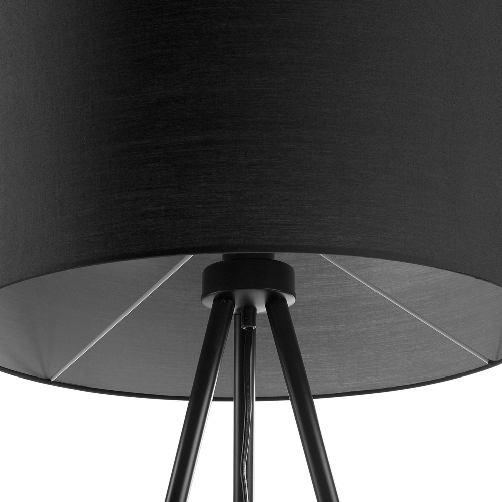 Lampada da terra Nero Poli cotone Paraluce a tamburo 157 cm Treppiede