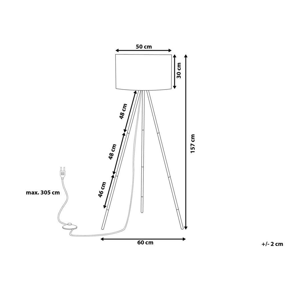 Lampada da terra Nero Poli cotone Paraluce a tamburo 157 cm Treppiede