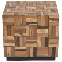 Tavolino da caffè in legno chiaro Teak Cube Tavolino con in stile rustico