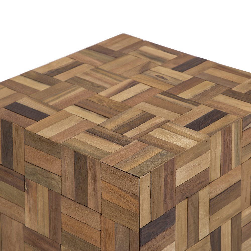 Tavolino da caffè in legno chiaro Teak Cube Tavolino con in stile rustico