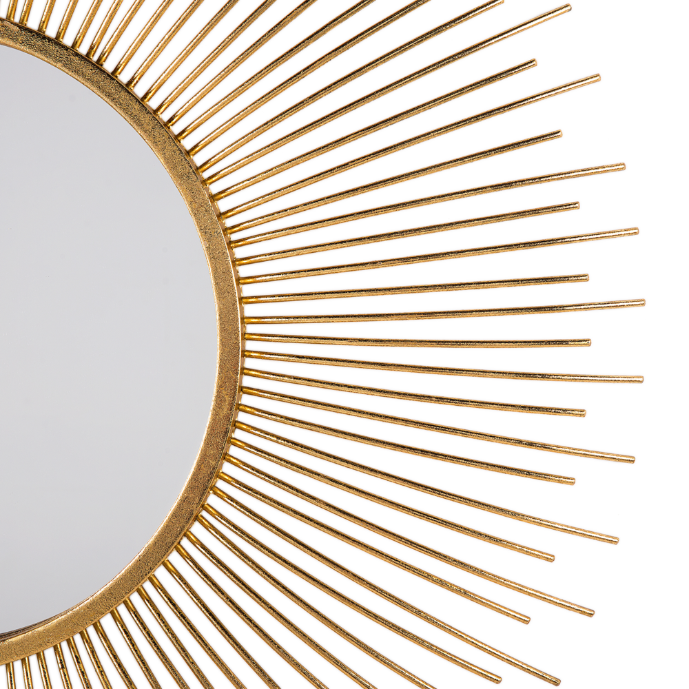 Specchio da parete a forma di sole rotondo dorato da 80 cm a forma di sole