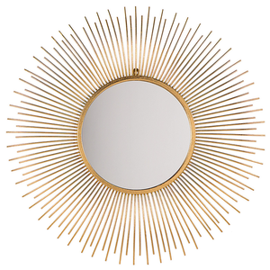 Specchio da parete a forma di sole rotondo dorato da 80 cm a forma di sole