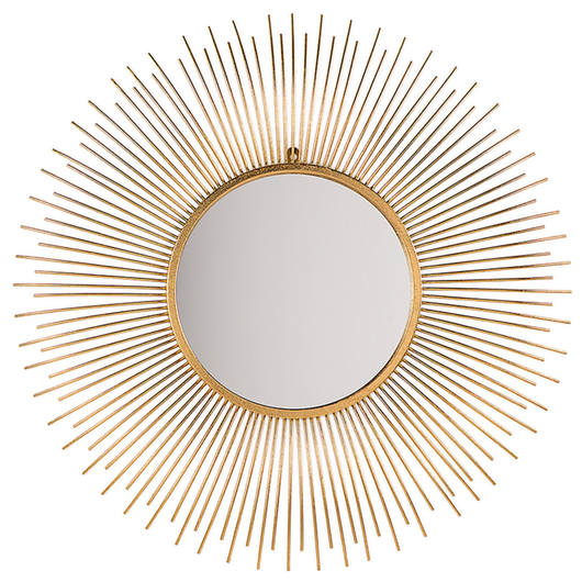 Specchio da parete a forma di sole rotondo dorato da 80 cm a forma di sole