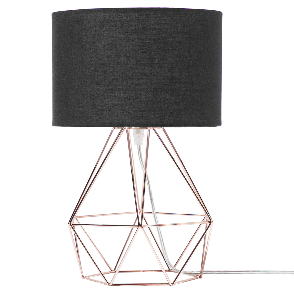 Lampada da Tavolo Paralume Nero Industrial Struttura a gabbia Rame