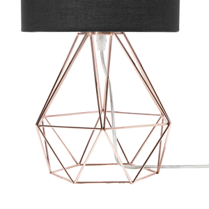 Lampada da Tavolo Paralume Nero Industrial Struttura a gabbia Rame