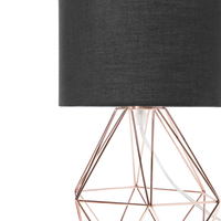 Lampada da Tavolo Paralume Nero Industrial Struttura a gabbia Rame