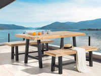 Tavolo da Pranzo Luce Legno di Acacia e Nero 170 x 80 cm Esterno Interno Moderno