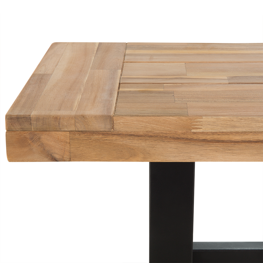 Panca da pranzo da giardino a 2 posti Sedile in legno chiaro Gambe nere Rustico Country Garden interno esterno