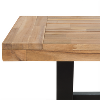 Panca da pranzo da giardino a 2 posti Sedile in legno chiaro Gambe nere Rustico Country Garden interno esterno