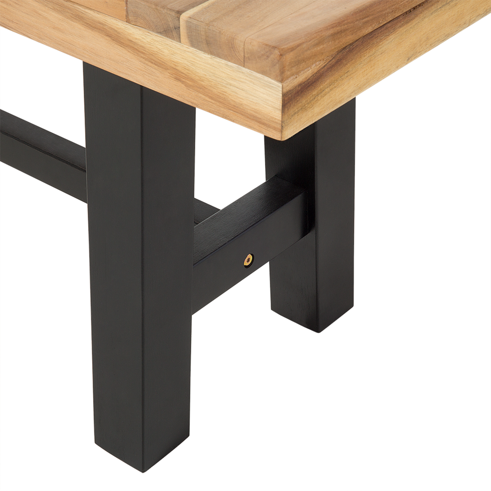 Panca da pranzo da giardino a 2 posti Sedile in legno chiaro Gambe nere Rustico Country Garden interno esterno