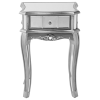 Tavolino a Specchio Argento 1 Cassetto Chic Design Francese