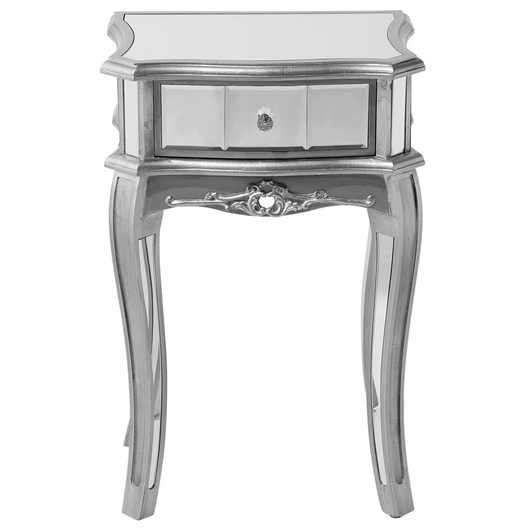 Tavolino a Specchio Argento 1 Cassetto Chic Design Francese