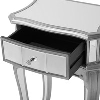 Tavolino a Specchio Argento 1 Cassetto Chic Design Francese