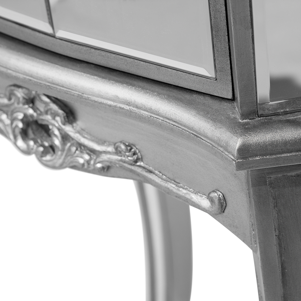Tavolino a Specchio Argento 1 Cassetto Chic Design Francese