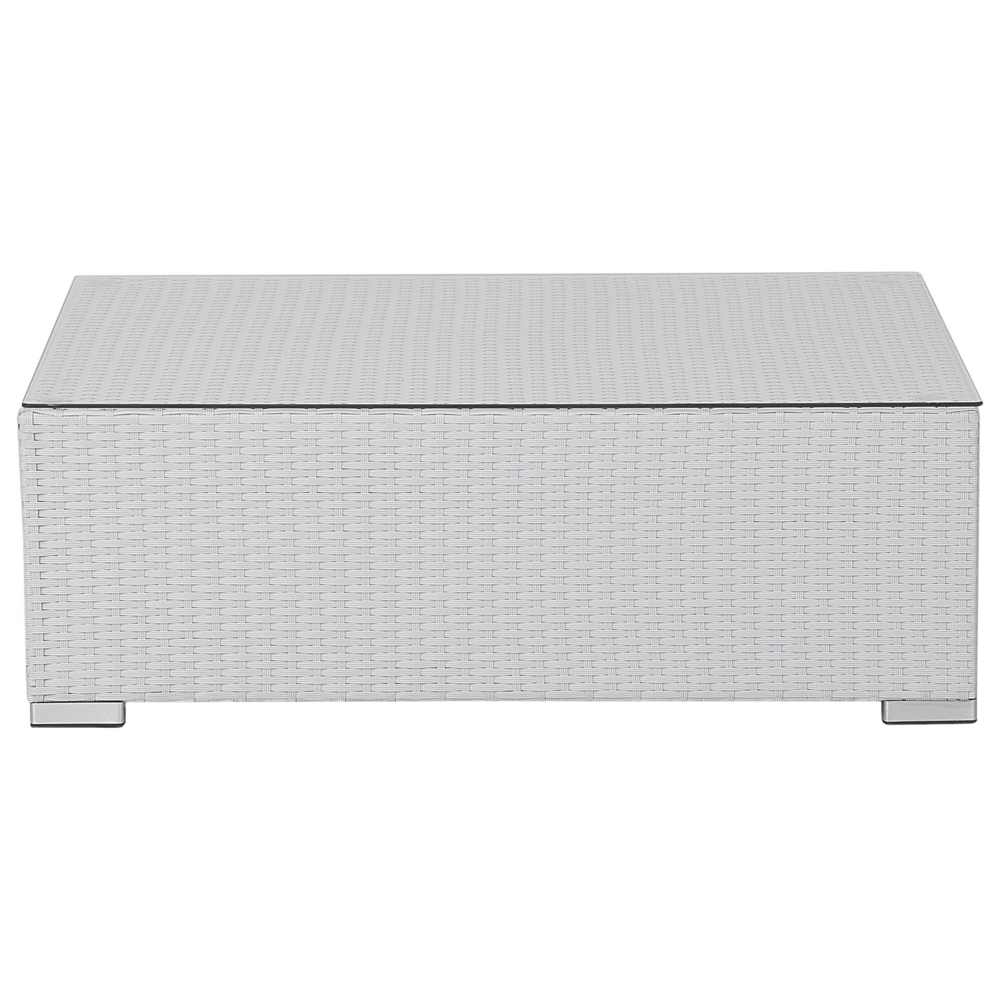 Set divano ad angolo da giardino bianco finto rattan bianco cuscini 8 posti con poltrona tavolo e ottomana vimini set di conversazione