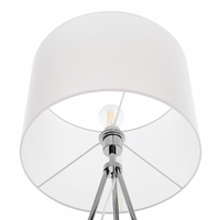 Lampada da terra in metallo argento 148 cm treppiede con paralume in tessuto bianco